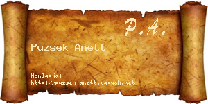 Puzsek Anett névjegykártya